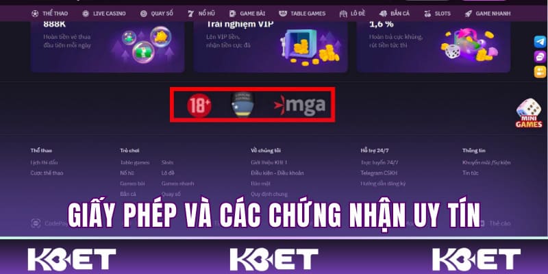 Giấy phép uy tín nền tảng đang sở hữu