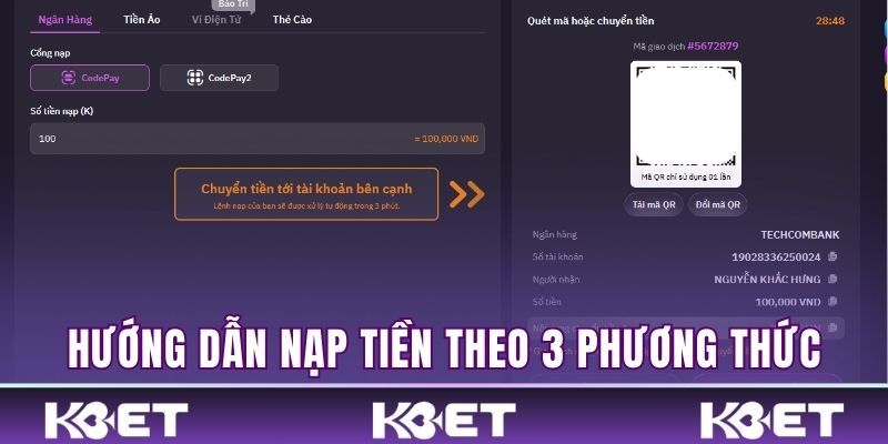 Hướng dẫn nạp tiền theo 3 phương thức phổ biến