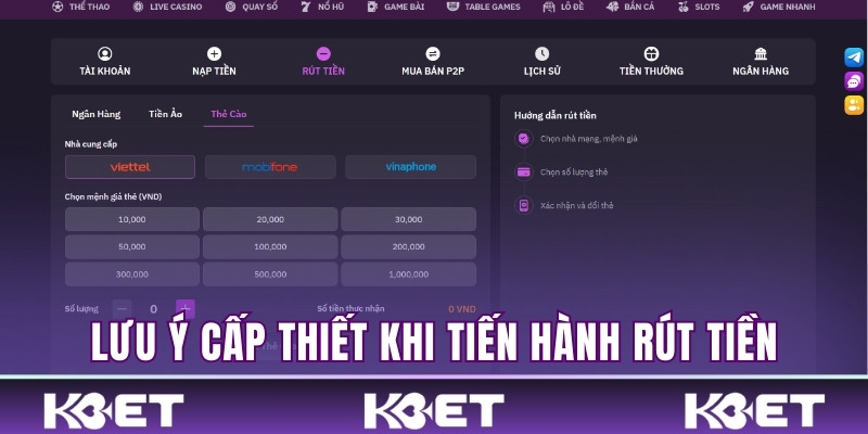 Lưu ý cấp thiết khi tiến hành rút tiền
